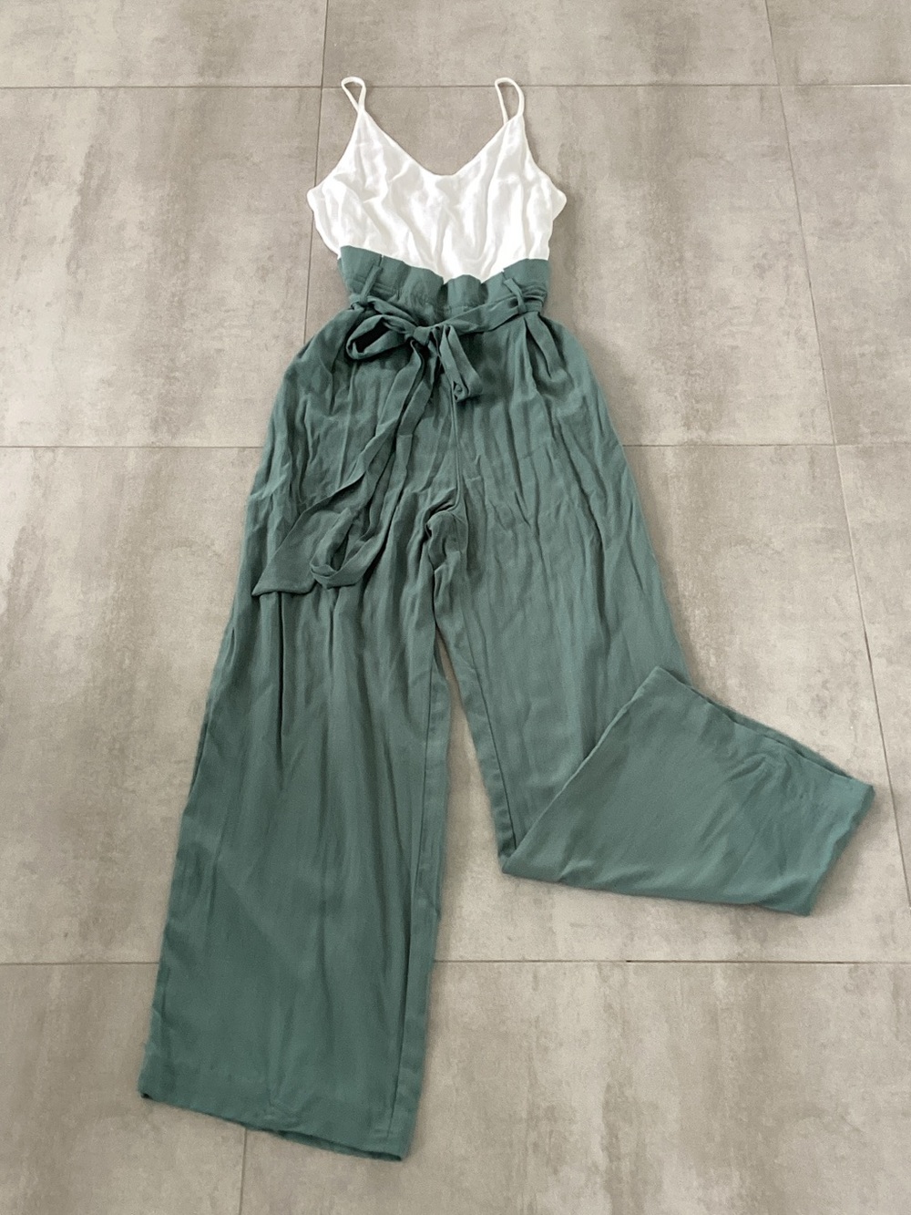 Wide Leg Jumpsuit in Green & White NWT SZ XS